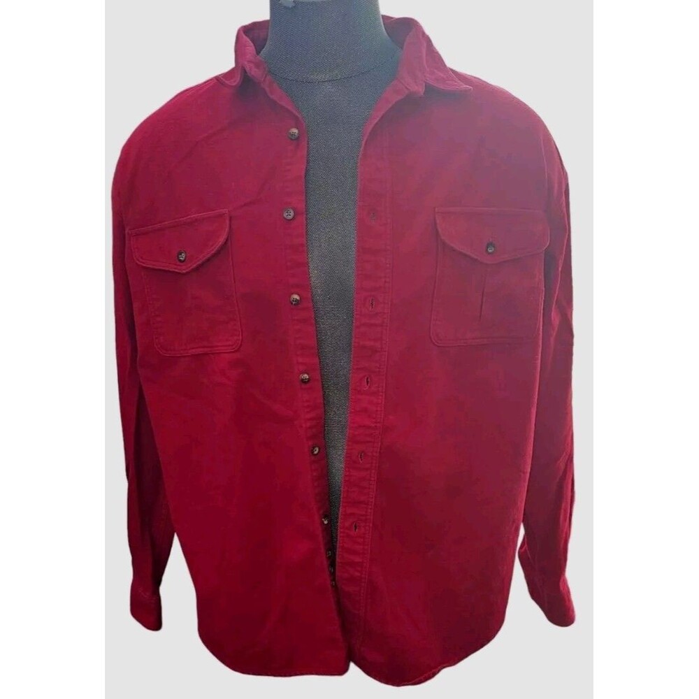 Eddie Bauer Men’s XL Red Chamois Flannel Shirt Long Sleeve Shirt